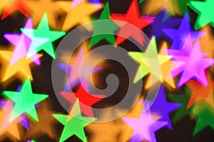 Colorful stars illumination for holiday or abstract boke background