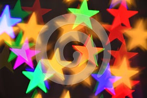 Colorful stars illumination for holiday or abstract boke background