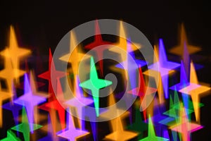 Colorful stars illumination for holiday or abstract boke background