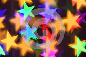 Colorful stars illumination for holiday or abstract boke background