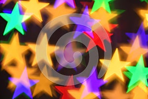 Colorful stars illumination for holiday or abstract boke background