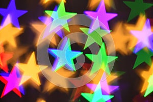 Colorful stars illumination for holiday or abstract boke background