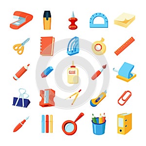 Colorful Stationery Icons Set