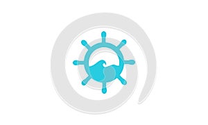 Colorful steering wheel ship wave logo vector symbol icon design graphic illustration