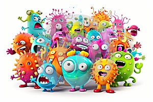 Colorful sticker set of monster like characters viruses and bacterias