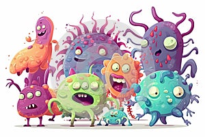 Colorful sticker set of monster like characters viruses and bacterias