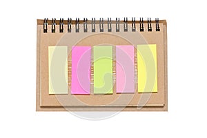 Colorful Sticky Notes on Blank Notebook.