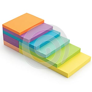 Colorful sticky notes stack isolated on white background