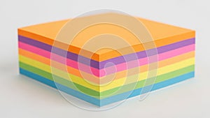 Colorful sticky notes stack isolated on white background