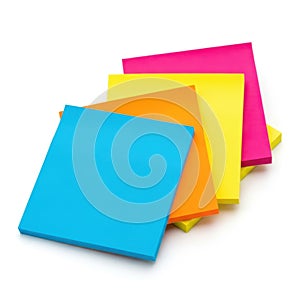 Colorful sticky notes stack isolated on white background