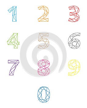 Colorful stitched numbers set, vector