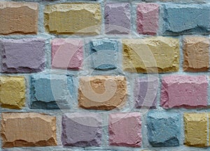 Colorful stone block wall