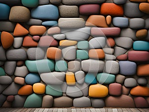 Colorful stone block wall background