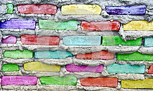 Colorful stone block wall
