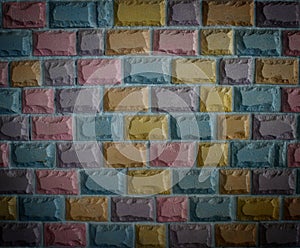 Colorful stone block wall