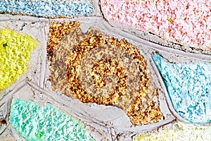 Colorful stone block wall