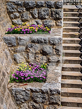 Colorful stone planters near Old Town Dubrovnik