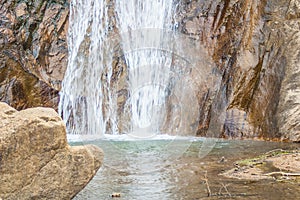 Beautiful pond and falling water. Seven Falls Waterfall in Colorado Springs, Colorado, USA