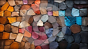 Colorful stone wall texture background. Abstract background for design with copy space. Various unique textures and patterns,