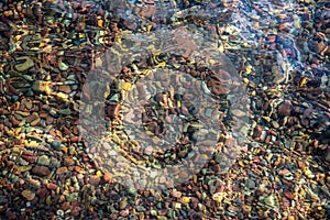 Colorful stones in Lake McDonald