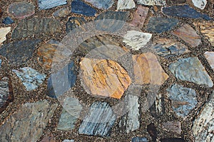 Colorful stones used to make walkway in the park