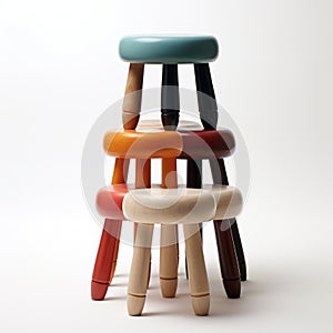 Colorful Stools In The Style Of Chiho Aoshima And Patricia Piccinini