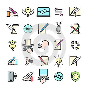 Colorful storytelling line icons