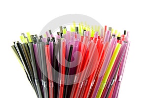Colorful straws in closeup