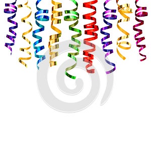 Colorful streamer isolated white background Party decoration photo