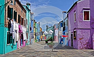 Colorful street of Burano