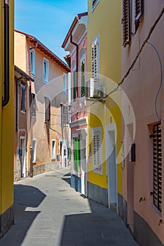 Colorful street in the center of Slovenian town Koper