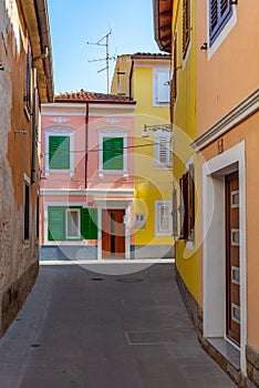 Colorful street in the center of Slovenian town Koper