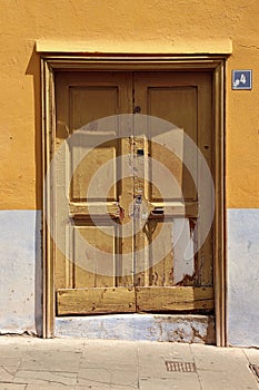 Colorful street-doors in an old-town of Santa Cruz, Tenerife, Canary Islands