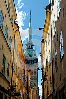 Colorful street in Gamla Stan, Stockholm, Sweden