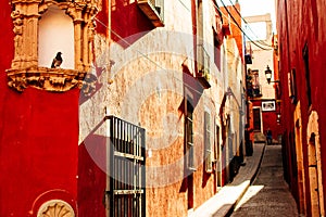 colorful street of Guanajuato city in Mexico - nov, 2021