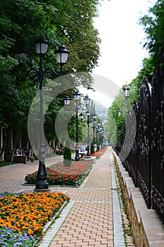 A colorful street in honor of the architect Khodzhaev in the resort town of Kislovodsk.
