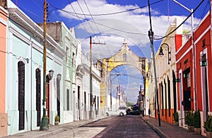 Colorful street in Merida, Yucatan, Mexico photo