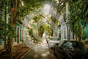 Colorful street in old San Juan, Puerto Rico