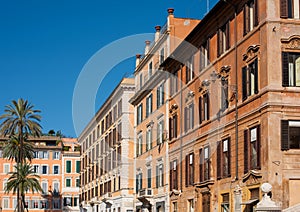 Colorful street of Rome city and capital of Italy