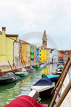 Colorful Streets of Burano Island in Venice, Italy