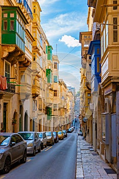 Colorful Streets of Valletta Malta, City trip at the capital of Malta with is colorful balcones