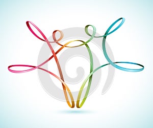 Colorful string figures dancing