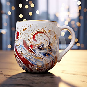 Colorful Striped Coffee Cup With Daz3d Style