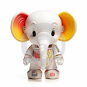 Colorful Striped Elephant Toy With Photorealistic Renderings