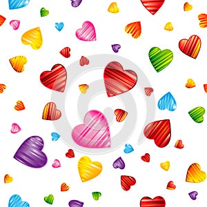 Colorful striped hearts pattern. Valentine`s day, wedding