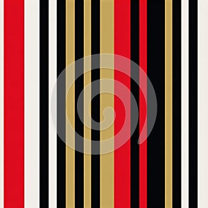 Colorful Striped Pattern with Red, Black, Gold, and White Vertical Lines.