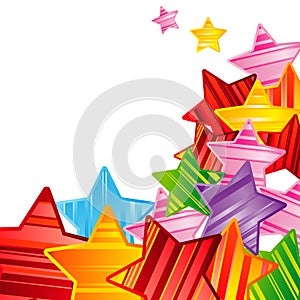 Colorful striped stars background, abstract design pattern, bright elements on a white background