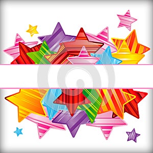 Colorful striped stars background, abstract vector design pattern, bright elements on a white background