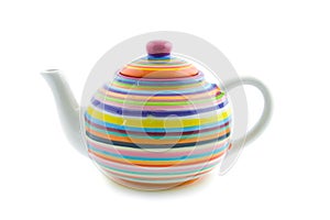 Colorful striped teapot