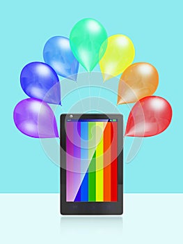 Colorful Stripes Mobile Screen and Balloons